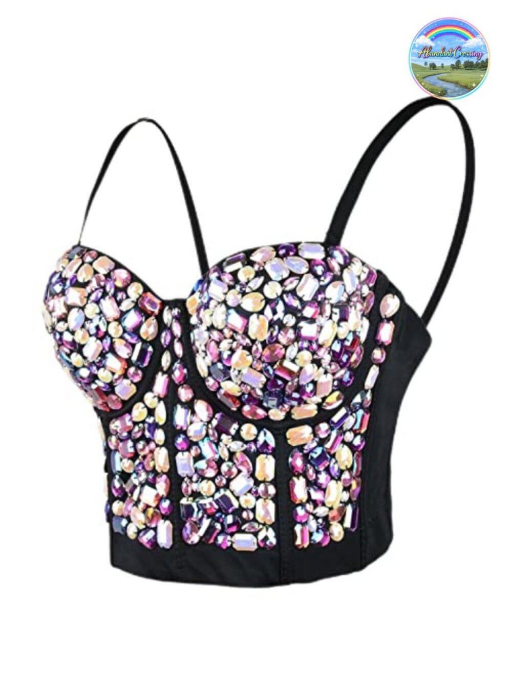 Rhinestone Bustier Crop Top Glitter Corset Club Party Bra